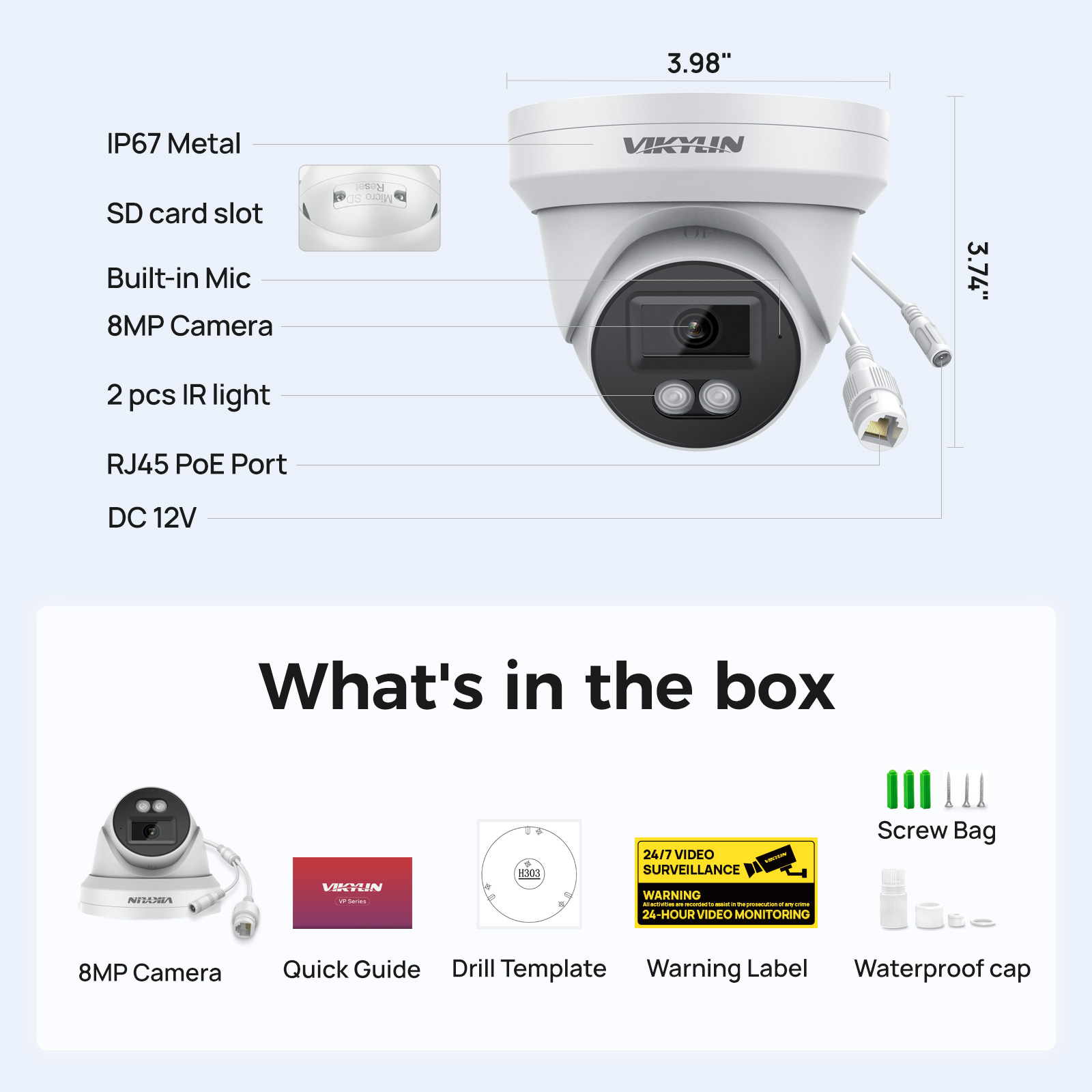 Outdoor Power G Motion - VIKYLIN Telecamera di Sicurezza IP HD