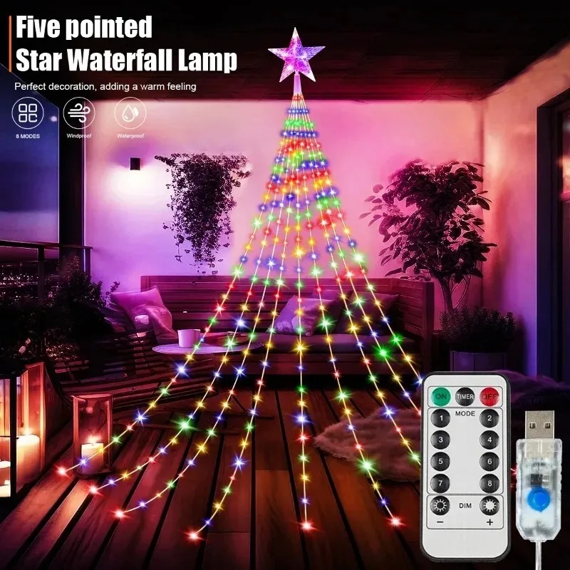 Luci a Cascata a Stella USB co - Outdoor Power For Christmas Lights recensione e prezzo